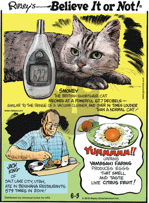 Ripley's Believe It or Not on Wednesday June 3, 2015 Comic Strip