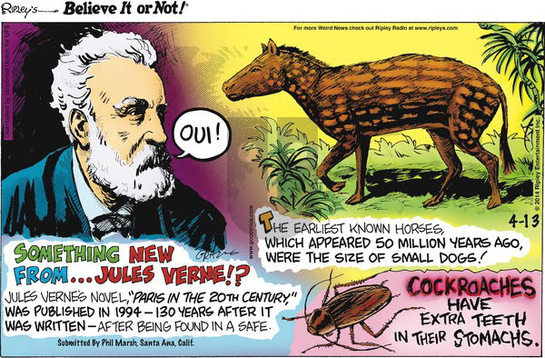 Ripley's Believe It or Not on Sunday April 13, 2014 Comic Strip