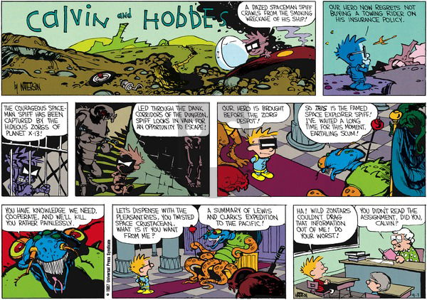 Calvin and Hobbes - Sunday October 18, 1987 Comic Strip