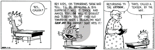 Calvin and Hobbes on Thursday October 26, 1995 Comic Strip