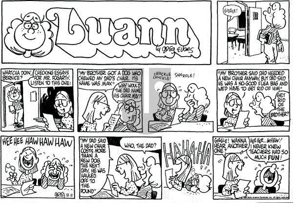 Luann on Sunday December 11, 1988 Comic Strip