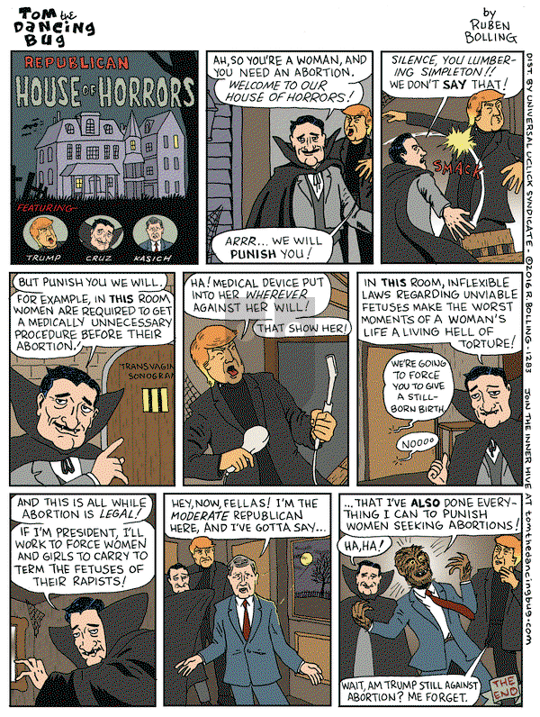Tom the Dancing Bug on Friday April 15, 2016 Comic Strip