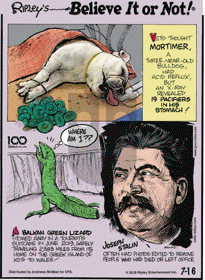 Ripley's Believe It or Not on Tuesday July 16, 2019 Comic Strip