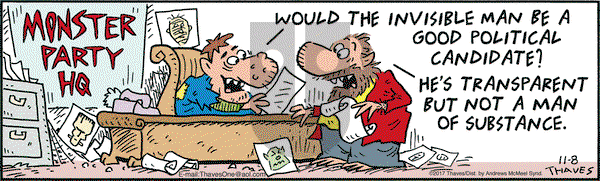 Frank and Ernest on Wednesday November 8, 2017 Comic Strip