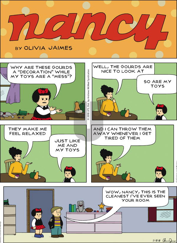 Nancy on Sunday November 18, 2018 Comic Strip