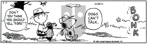 Peanuts on Tuesday May 17, 1994 Comic Strip