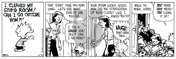 Calvin and Hobbes on Friday June 23, 1989 Comic Strip