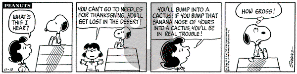 Peanuts on Thursday November 13, 1975 Comic Strip