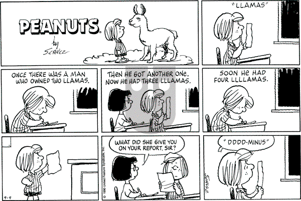 Peanuts - Sunday September 9, 1990 Comic Strip