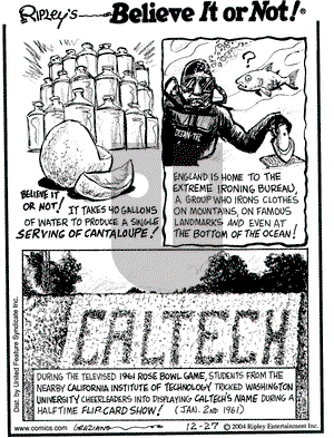 Ripley's Believe It or Not on Monday December 27, 2004 Comic Strip