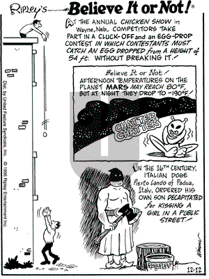 Ripley's Believe It or Not on Thursday December 12, 1996 Comic Strip