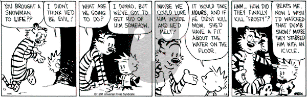 Calvin and Hobbes on Wednesday January 2, 1991 Comic Strip