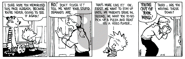 Calvin and Hobbes - Wednesday February 15, 1989 Comic Strip