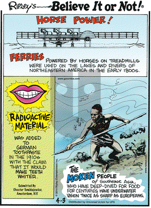 Ripley's Believe It or Not on Thursday April 3, 2014 Comic Strip