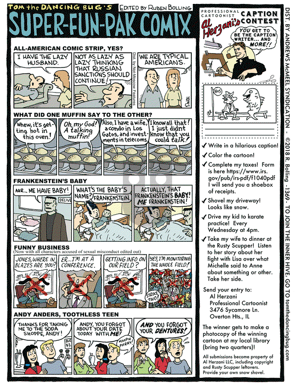 Tom the Dancing Bug on Friday January 5, 2018 Comic Strip