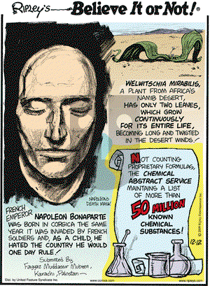 Ripley's Believe It or Not on Saturday December 12, 2009 Comic Strip
