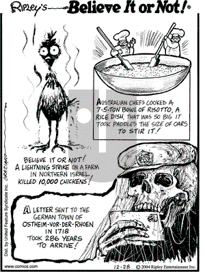Ripley's Believe It or Not on Tuesday December 28, 2004 Comic Strip