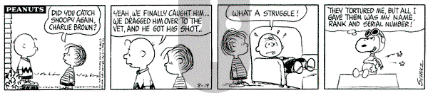 Peanuts on Friday August 19, 1966 Comic Strip