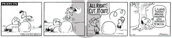 Peanuts on Wednesday January 12, 1966 Comic Strip