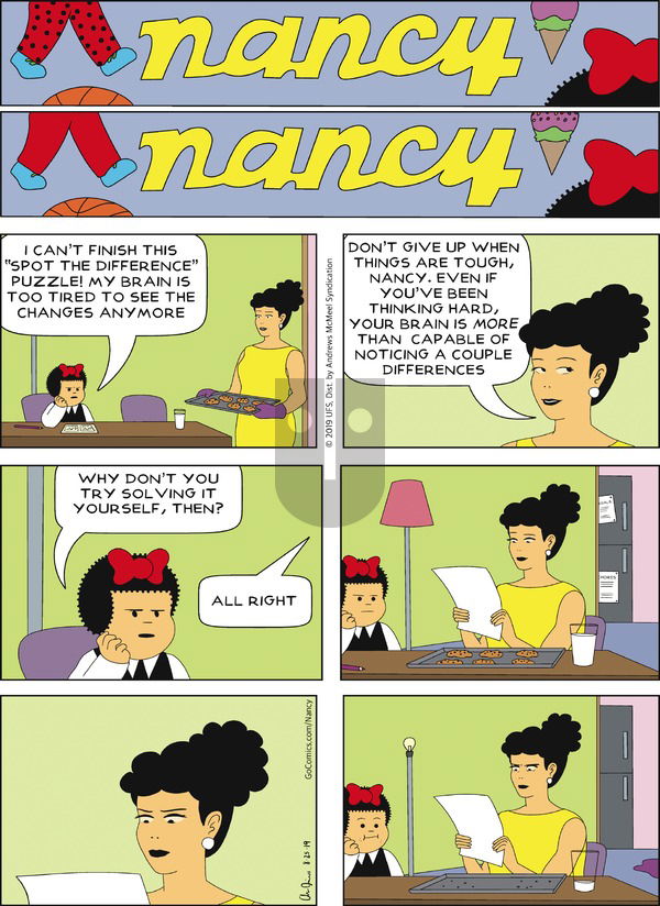 Nancy on Sunday August 25, 2019 Comic Strip