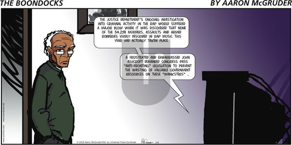 The Boondocks on Sunday February 9, 2003 Comic Strip