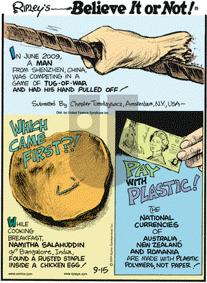 Ripley's Believe It or Not on Tuesday September 15, 2009 Comic Strip