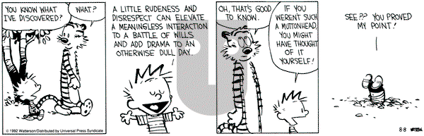 Calvin and Hobbes on Saturday August 8, 1992 Comic Strip