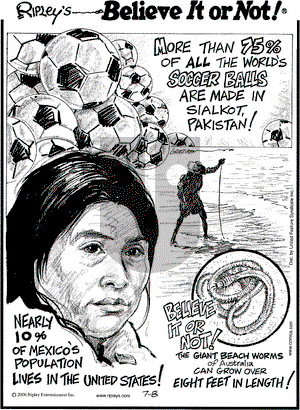 Ripley's Believe It or Not - Saturday July 8, 2006 Comic Strip