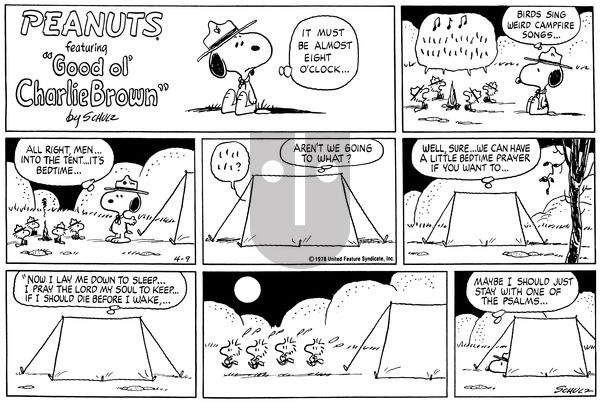 Peanuts on Sunday April 9, 1978 Comic Strip