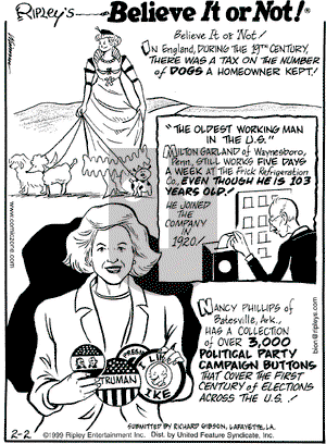 Ripley's Believe It or Not on Saturday March 13, 1999 Comic Strip