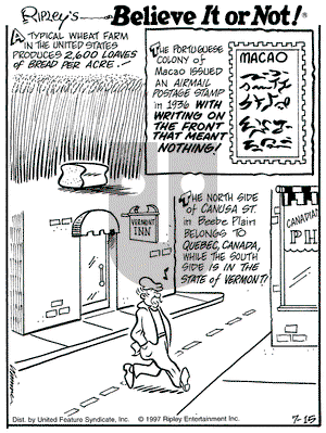 Ripley's Believe It or Not on Tuesday July 15, 1997 Comic Strip