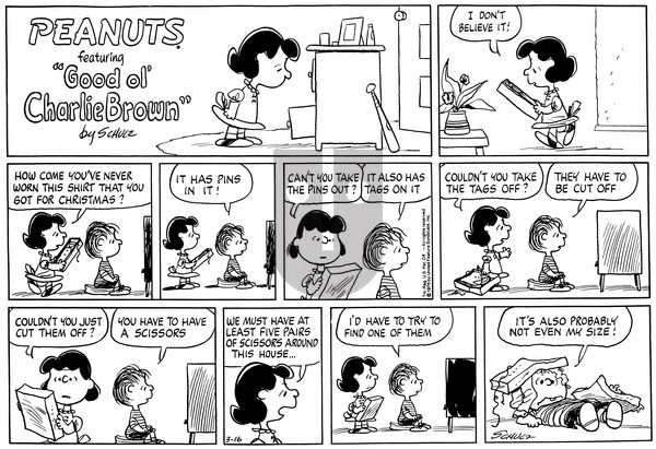 Peanuts on Sunday March 16, 1975 Comic Strip