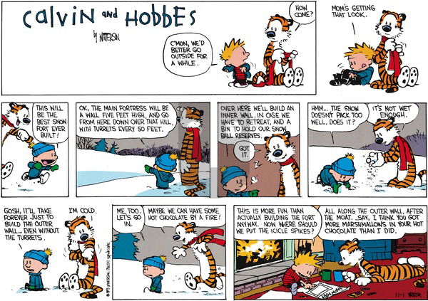 Calvin and Hobbes on Sunday January 8, 1989 Comic Strip