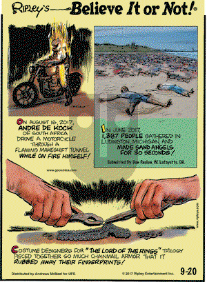 Ripley's Believe It or Not on Wednesday September 20, 2017 Comic Strip