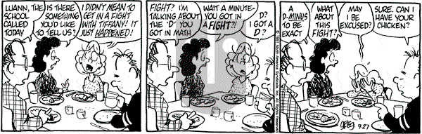 Luann on Friday September 27, 1991 Comic Strip