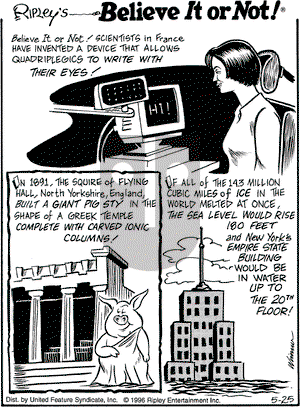 Ripley's Believe It or Not on Saturday May 25, 1996 Comic Strip