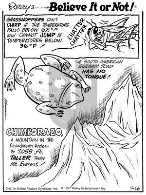 Ripley's Believe It or Not on Wednesday July 16, 1997 Comic Strip