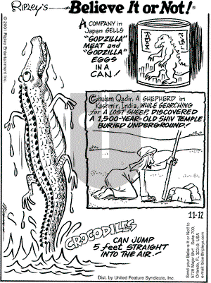 Ripley's Believe It or Not on Monday November 12, 2001 Comic Strip