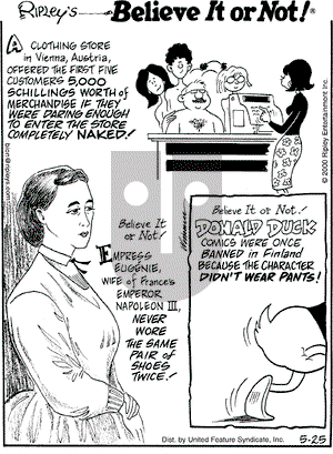 Ripley's Believe It or Not on Thursday May 25, 2000 Comic Strip