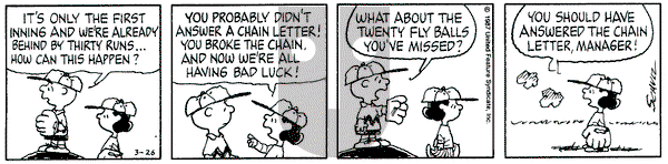 Peanuts on Thursday March 26, 1987 Comic Strip