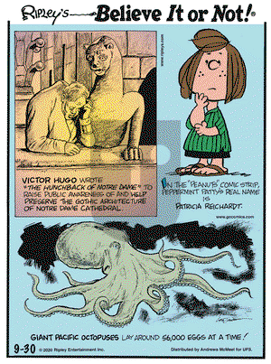 Ripley's Believe It or Not on Wednesday September 30, 2020 Comic Strip