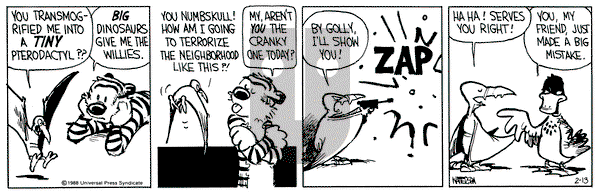 Calvin and Hobbes on Saturday February 13, 1988 Comic Strip