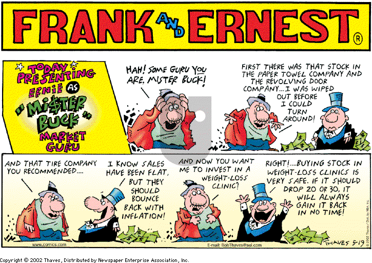 Frank and Ernest on Sunday May 19, 2002 Comic Strip