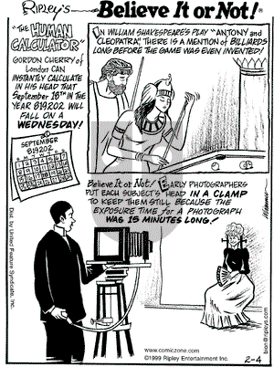 Ripley's Believe It or Not on Thursday February 4, 1999 Comic Strip