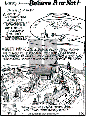 Ripley's Believe It or Not on Tuesday November 13, 2001 Comic Strip