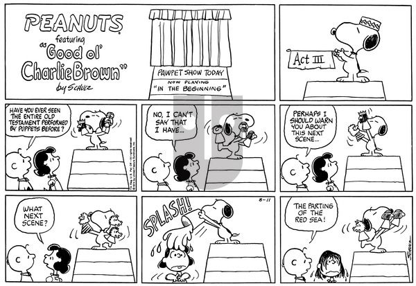 Peanuts on Sunday August 11, 1974 Comic Strip