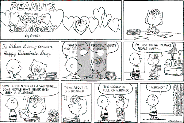 Peanuts - Sunday February 13, 1983 Comic Strip
