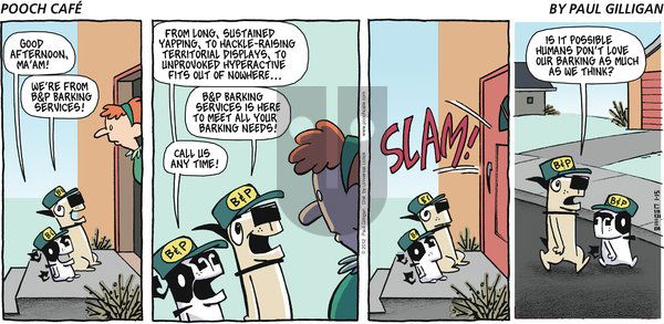 Pooch Cafe on Sunday January 15, 2012 Comic Strip