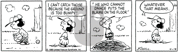 Peanuts on Friday April 14, 1989 Comic Strip