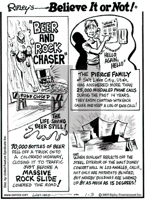 Ripley's Believe It or Not on Monday January 3, 2005 Comic Strip